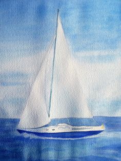 Sailboat Painting Watercolor