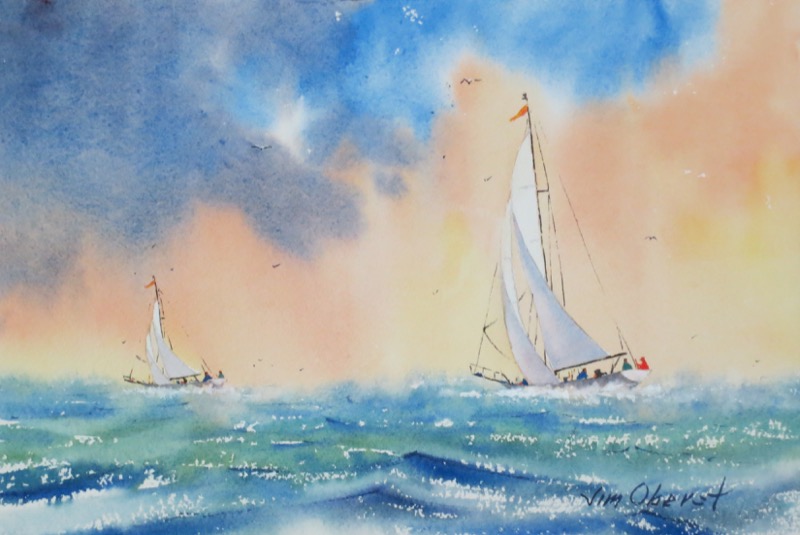 800x535 Original Watercolor Painting Details - Sailboat Painting Watercolor