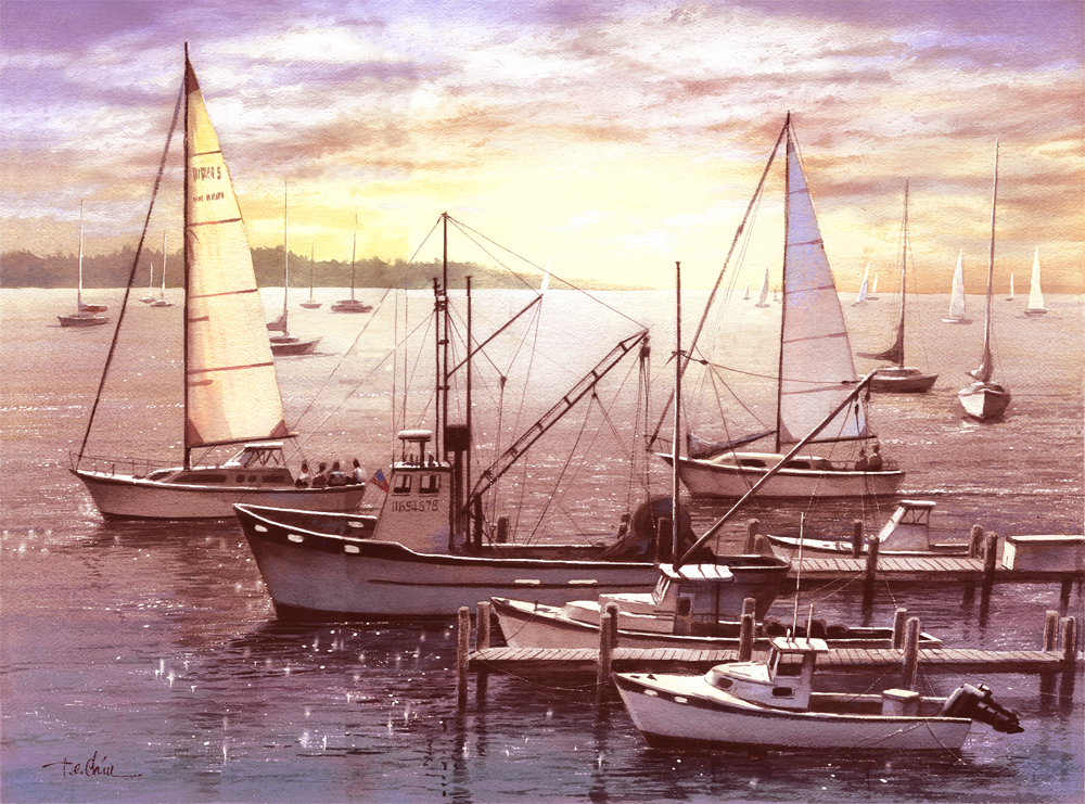 1000x741 Tan Chun Chiu Artwork Sailboats - Sailboat Painting Watercolor