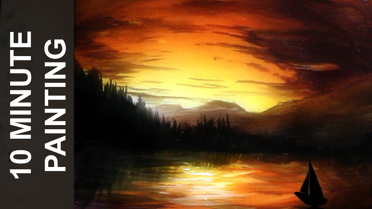 1280x720 Painting A Sailboat In The Sunset With Acrylics In 10 Minutes - Sailboat Sunset Painting