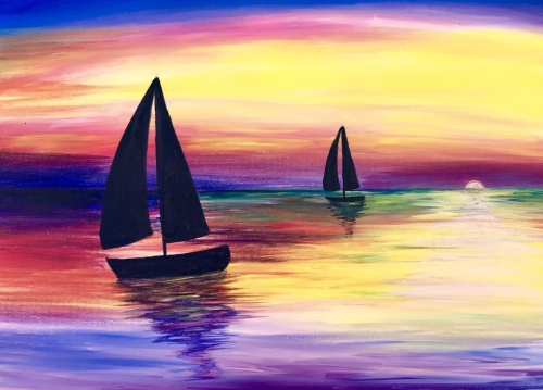 500x359 The Hotel Majestic 08242017 Paint Nite Event - Sailboat Sunset Painting