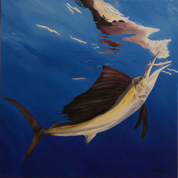 570x571 Sailfish Oil Painting Fish Painting Original Oil Painting - Sailfish Painting