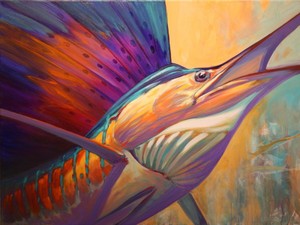 300x225 Fish Art Marine Art Paintings Prints Savlen - Sailfish Painting