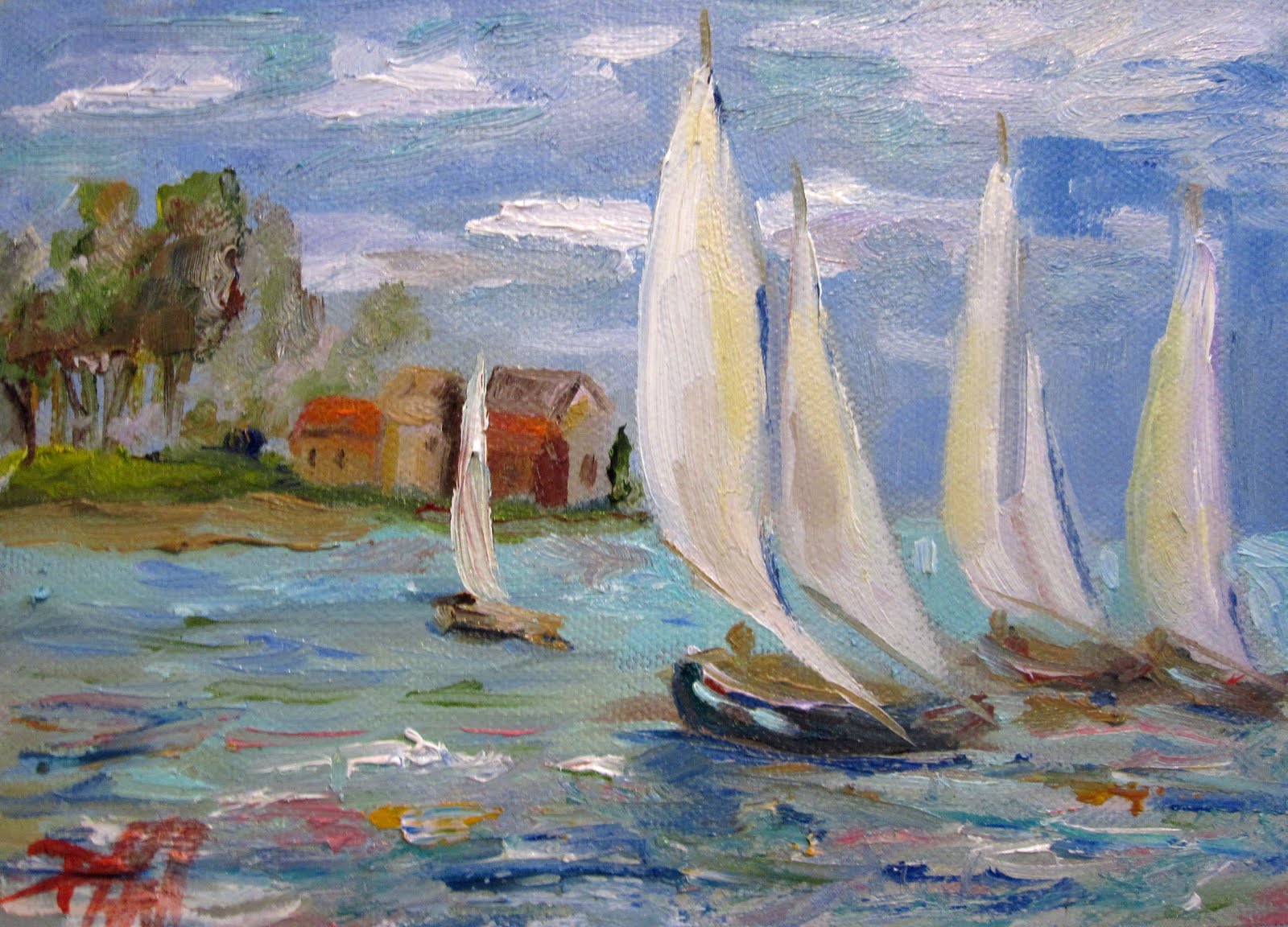 1600x1152 Painting Of The Day, Daily Oil Paintings By Delilah Sail Boat Oil - Sailing Oil Painting