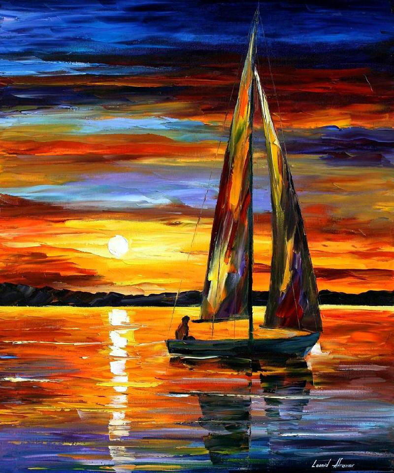800x960 Sailing By The Shore Palette Knife Oil Painting On Canvas By - Sailing Oil Painting