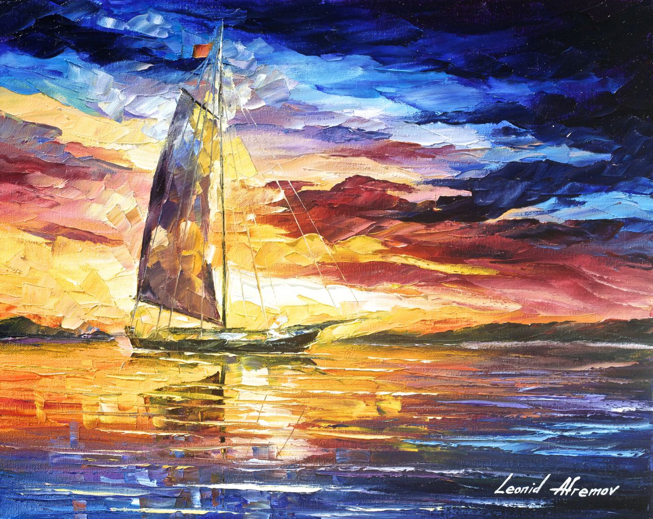 1280x1018 Sailing In Cancun - Sailing Oil Painting