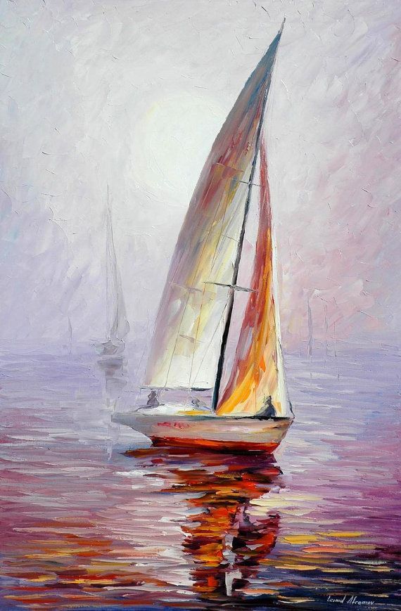 570x869 Sailboat Wall Art - Sailing Oil Painting