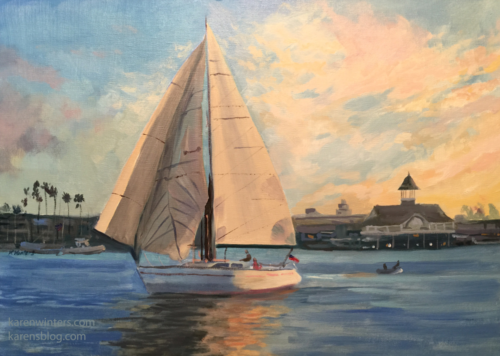 1000x712 Newport Beach Paintings, Newport Balboa Oil Paintings - Sailing Oil Painting