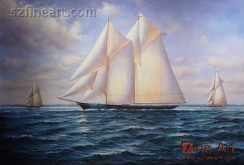350x237 Ocean Waves,oil Paintings Of Sailboats - Sailing Oil Painting
