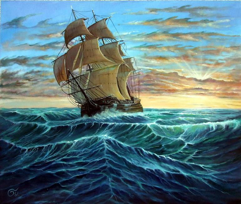 770x652 Saatchi Art I Am Sailing Painting By Gabor Osi - Sailing Painting