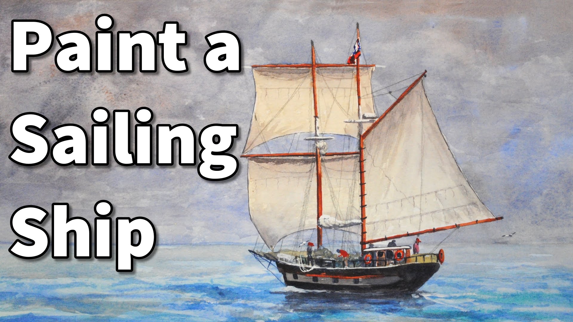 1920x1080 How To Paint A Sailboat In Watercolor Sailing Ship Time Lapse - Sailing Painting
