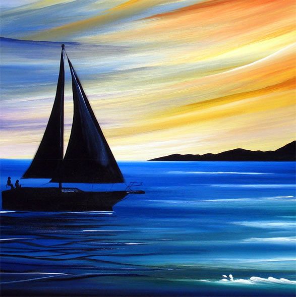 587x589 Sailing Into The Sunset Pictures Sail Into The Sunset - Sailing Painting