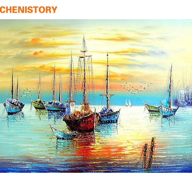 640x640 Frameless Abstract Sailing Seascape Diy Painting By Numbers - Sailing Painting