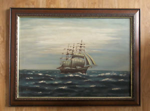 300x222 Original Oil, 48x70cm, Ship Oil Painting, Framed Sailing Ship Oil - Sailing Ship Oil Painting