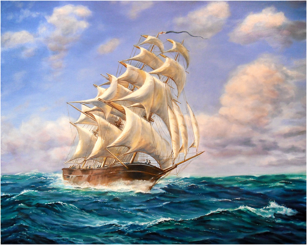 1054x841 Sailing Ship Oil Painting Michael Cochran Artist Oil Paintings - Sailing Ship Oil Painting