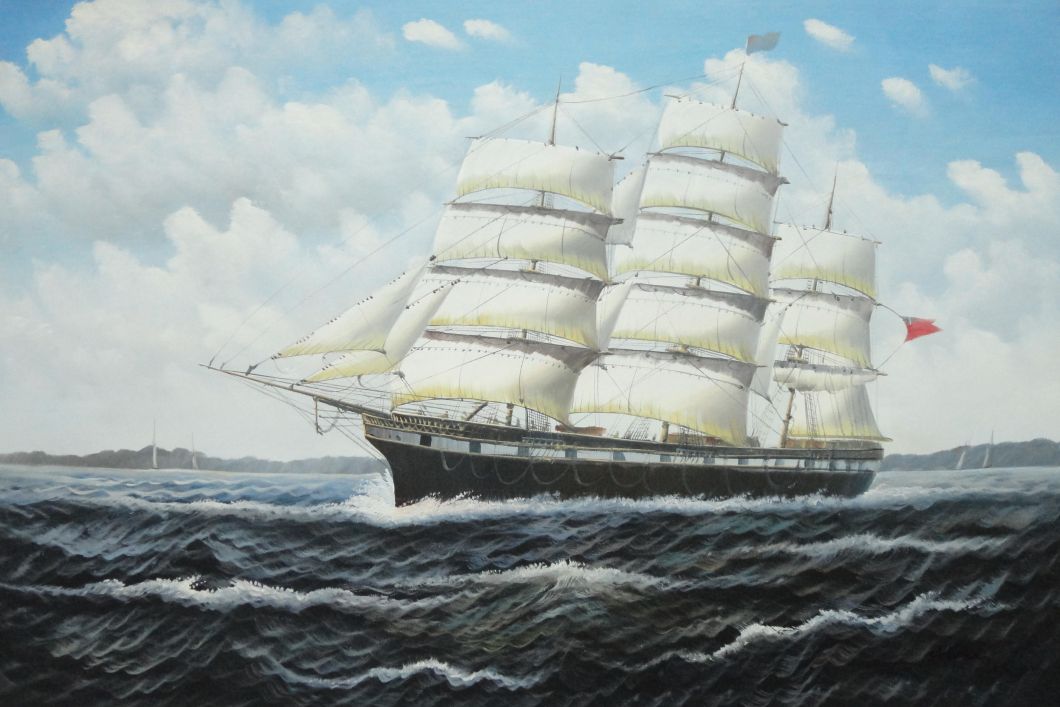 1060x707 Vintage Sailing Ship Oil Painting Boat Classic 24 X 36 Inches - Sailing Ship Oil Painting
