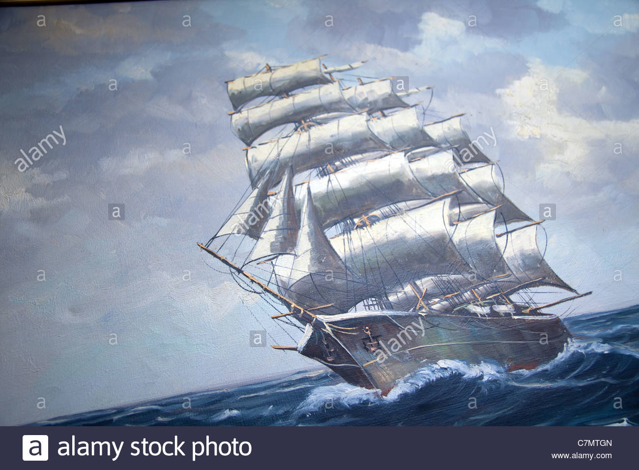 1300x956 Old Sail Ship On Oil Painting Stock Photo 39181653 - Sailing Ship Oil Painting