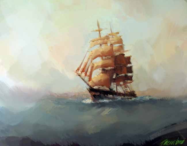 650x508 An Oil Painting A Day~ Sailing Ship (Digital Painting) - Sailing Ship Oil Painting