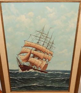 263x300 J.veerman (Dutch) Sailing Ship Huge Oil On Canvas Seascape - Sailing Ship Painting