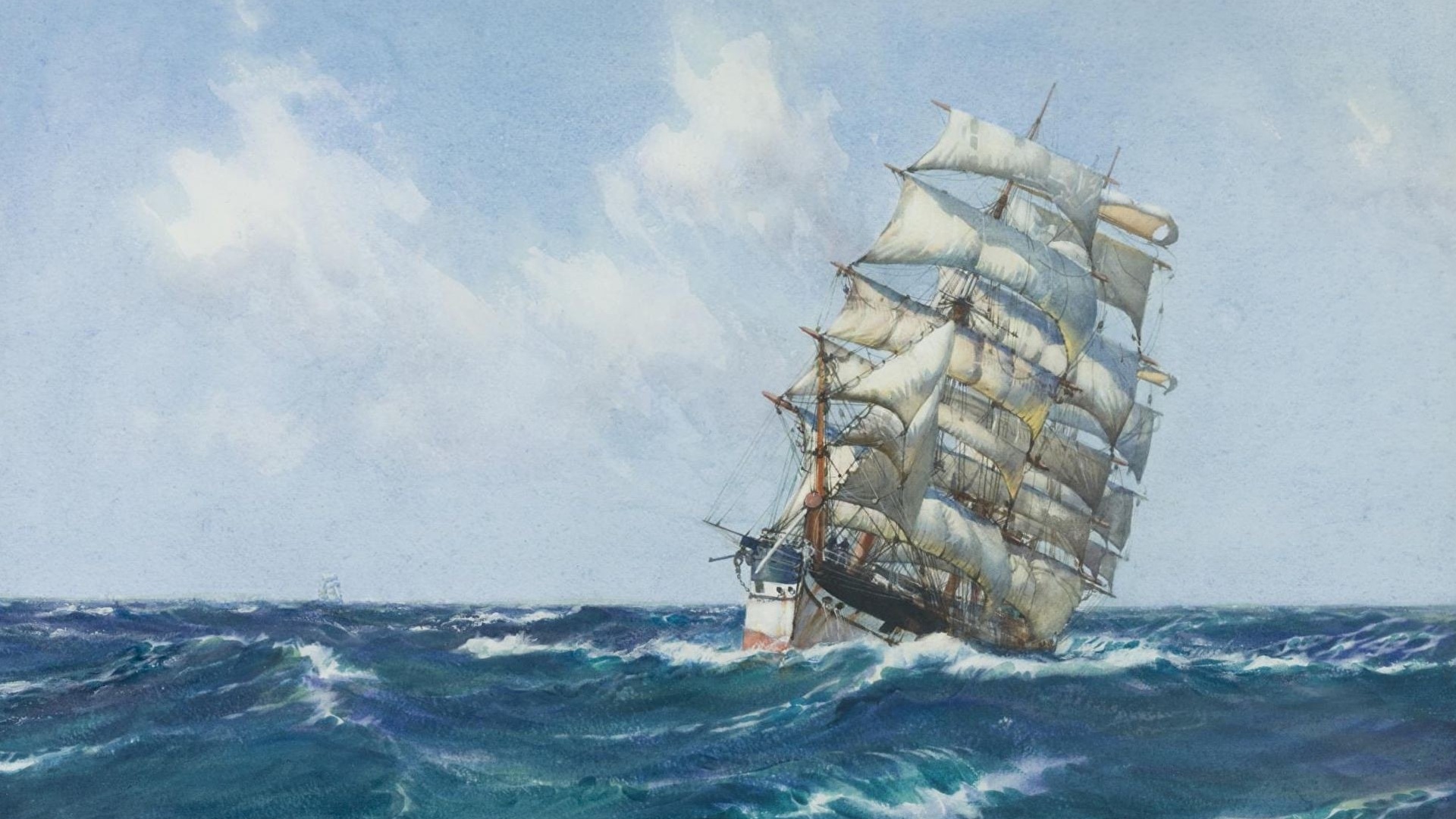 1920x1080 Picture Ships Sailing Painting Art 1920x1080 - Sailing Ship Painting