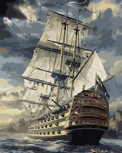 411x517 Diy Painting By Numbers - Sailing Ship Painting