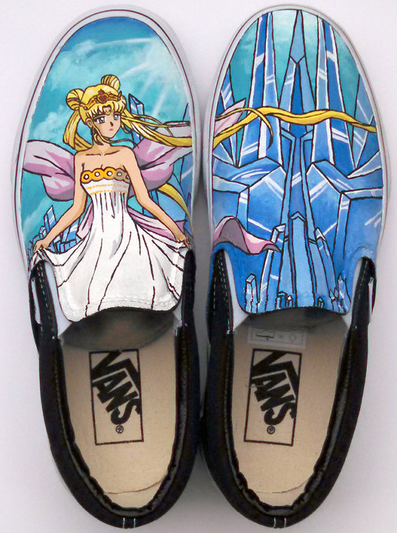 570x765 Sailor Moon Hand Painted Vans Queen Serenity Cosplay Anime - Sailor Moon Painting