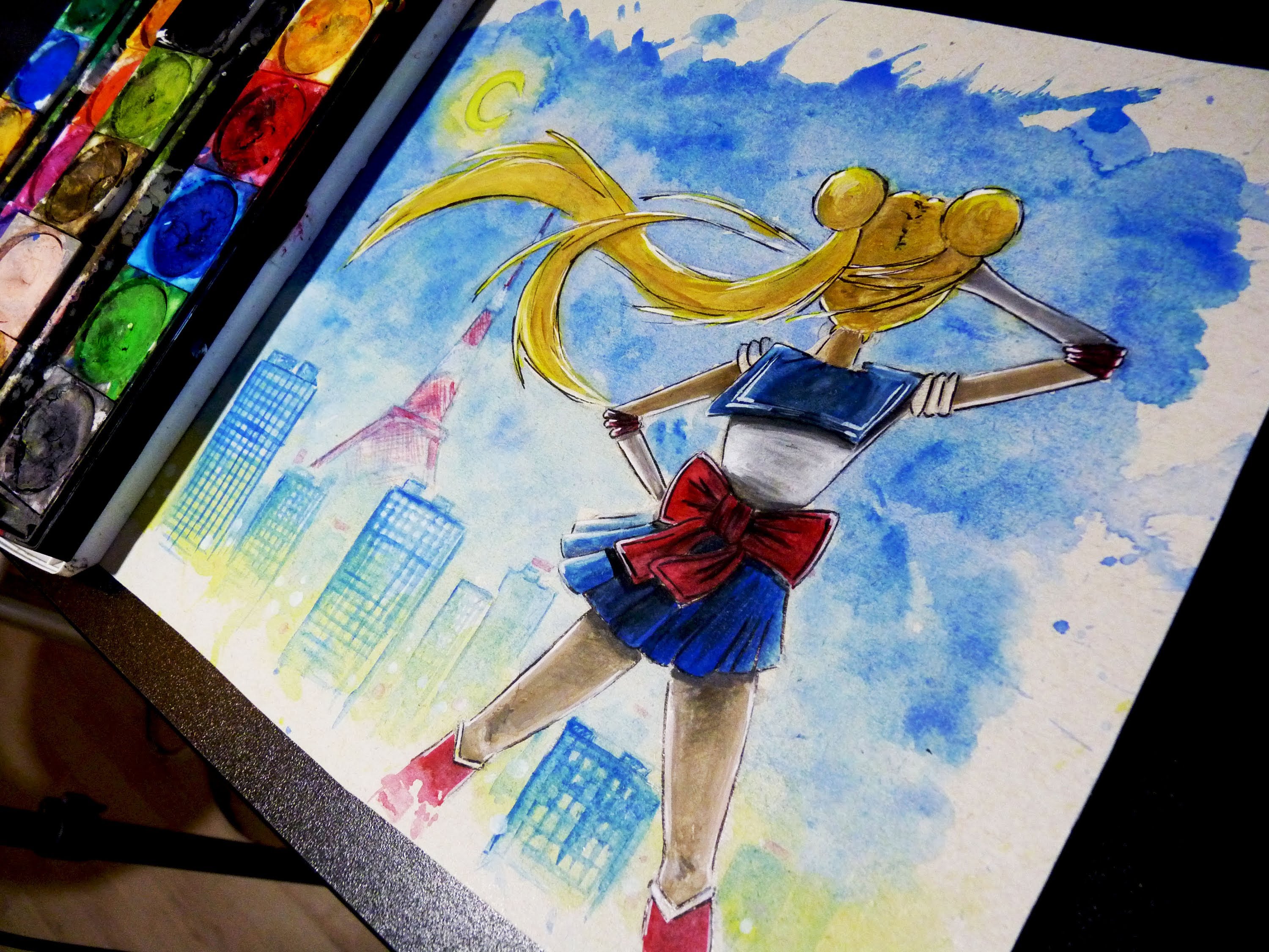 3000x2250 Sailor Moon Watercolor Time Lapse Painting - Sailor Moon Painting