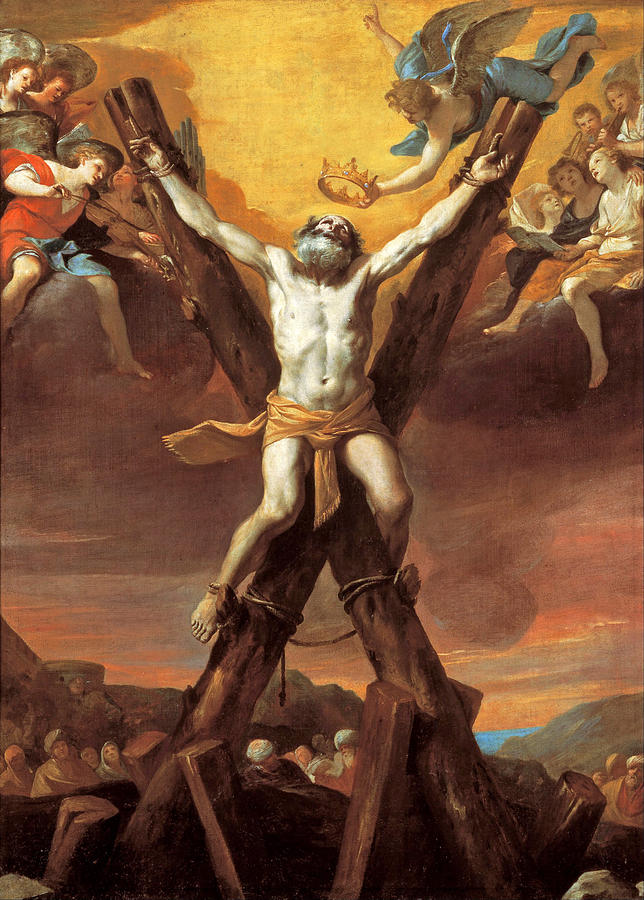 644x900 The Crucifixion Of St Andrew Painting By Mattia Preti - Saint Andrew Painting