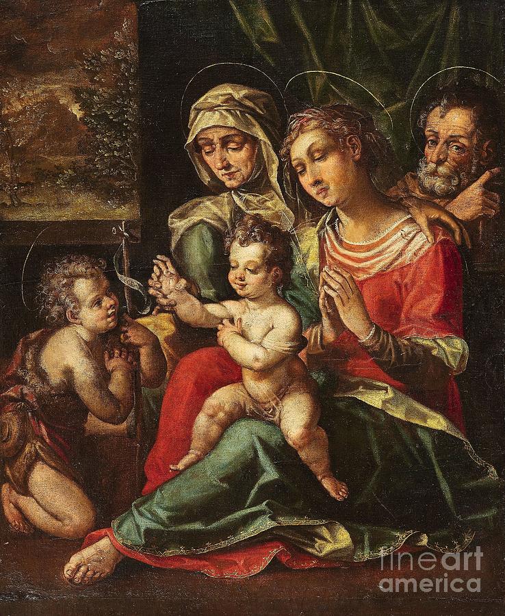 738x900 The Holy Family With Saint Anne And Saint John Painting By - Saint Anne Painting