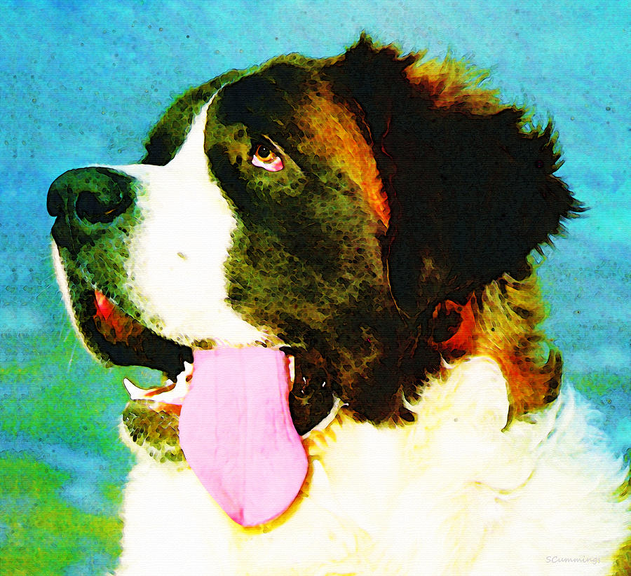 900x822 How Bout A Kiss - Saint Bernard Painting