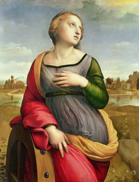 458x600 St Catherine Of Alexandria 1507 8 Painting Raphael Oil Paintings - Saint Catherine Of Alexandria Painting