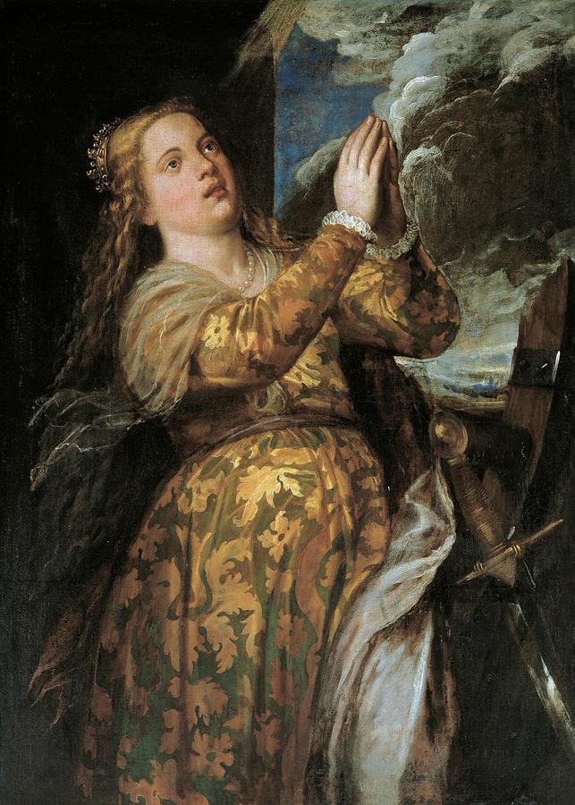 643x900 St. Catherine Of Alexandria Painting By Titian - Saint Catherine Of Alexandria Painting