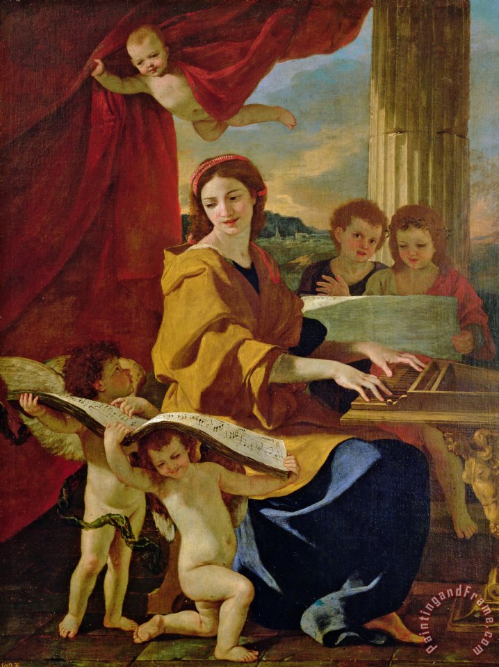 718x960 Nicolas Poussin Saint Cecilia Painting - Saint Cecilia Painting