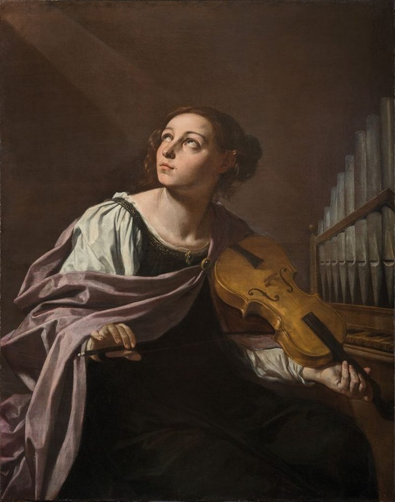 800x1017 Saint Cecilia Painting Simone Cantarini Oil Paintings - Saint Cecilia Painting