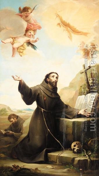340x600 Saint Francis Of Assisi Receiving The Stigmata Mariano Salvador - Saint Francis Of Assisi Painting