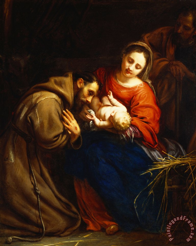 768x960 Jacob Van Oost The Holy Family With Saint Francis Painting - Saint Francis Painting