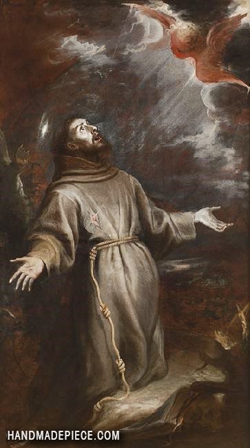 363x650 Mateo Cerezo Saint Francis Receiving The Stigmata Reproduction - Saint Francis Painting