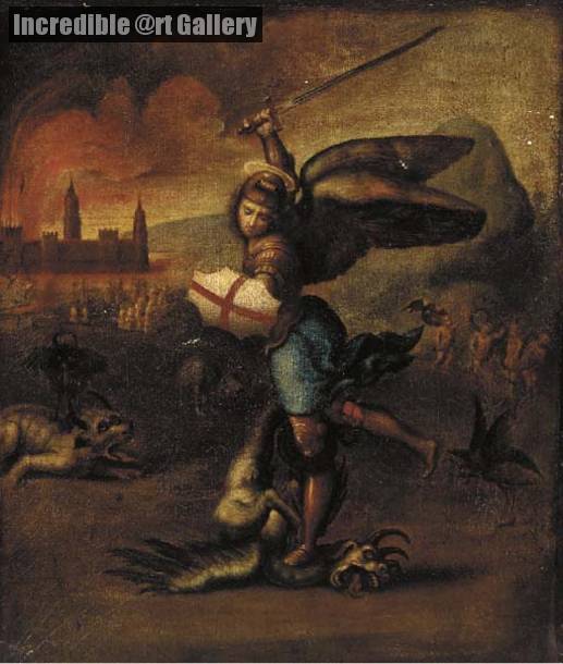 517x610 Saint George Slaying The Dragon By English School - Saint George Painting