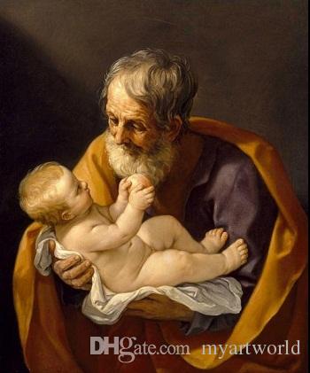 350x421 2018 Salome Guido Reni St. Joseph And Baby Jesus,pure Hand Painted - Saint Joseph Painting