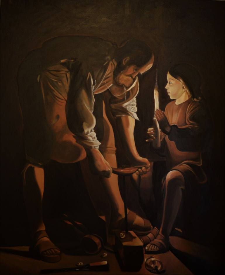 770x942 Saatchi Art Christ With St Joseph In The Carpenters Shop After De - Saint Joseph Painting