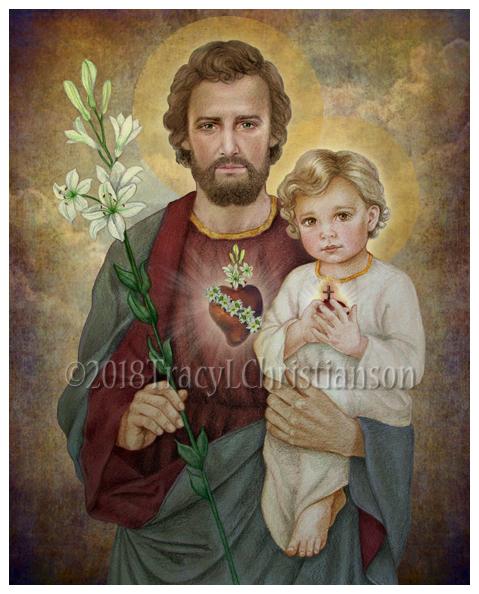 479x594 St. Joseph, The Most Chaste Heart, Print - Saint Joseph Painting