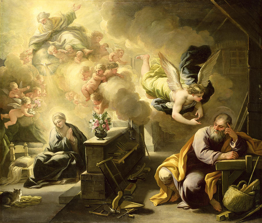 900x764 The Dream Of Saint Joseph Painting By Luca Giordano - Saint Joseph Painting