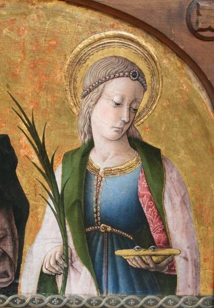 423x607 Marco Palmezzano - Saint Lucia Painting