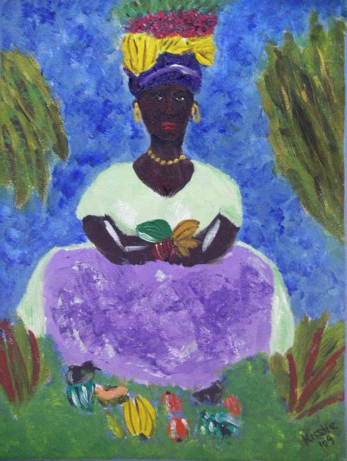 489x650 St. Lucia Caribbean Woman By Kristie Zweig Christensen - Saint Lucia Painting