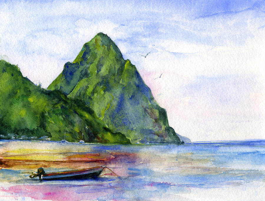 900x682 St. Lucia Painting By John D Benson - Saint Lucia Painting