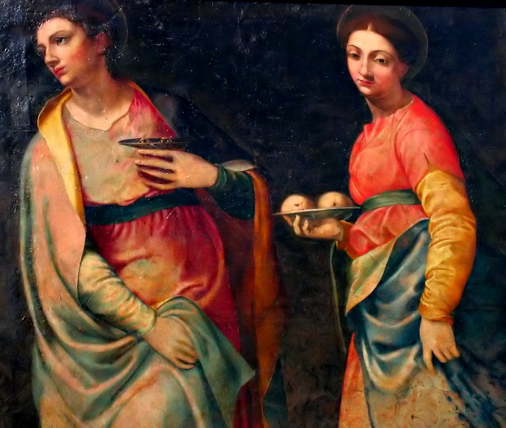 1024x866 S Lucia And S Agata By Girolamo Siciolante Da Sermoneta, - Saint Lucia Painting