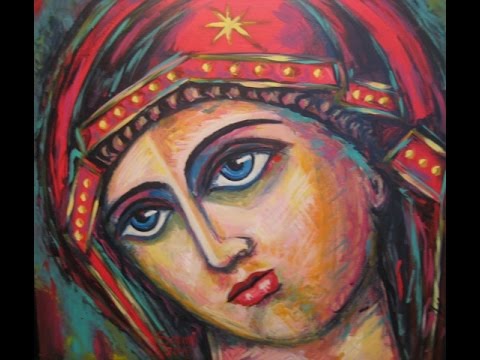 480x360 Painting An Abstract Version Of Saint Mary - Saint Mary Painting