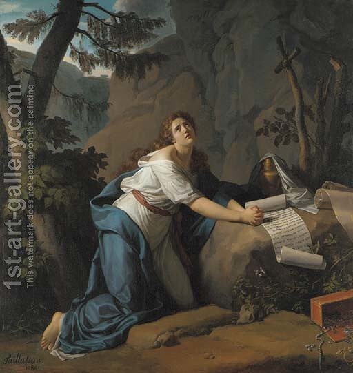 512x541 Saint Mary Magdalene In The Desert Jean Joseph Taillasson - Saint Mary Painting