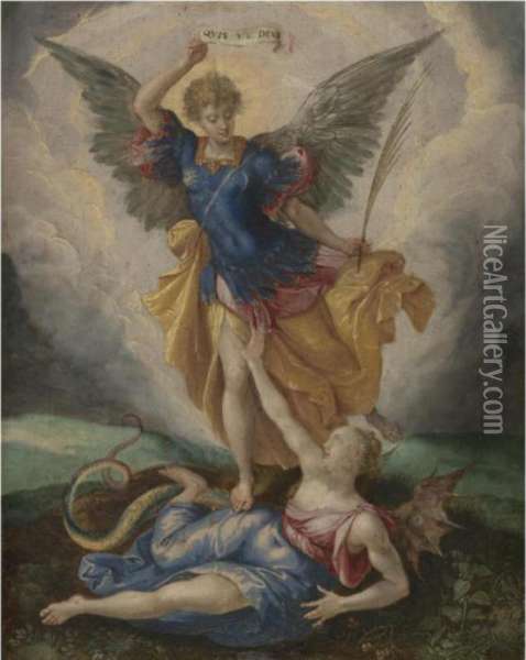 478x600 Saint Michael Vanquishing Satan Oil Painting Reproduction By Peter - Saint Michael Painting