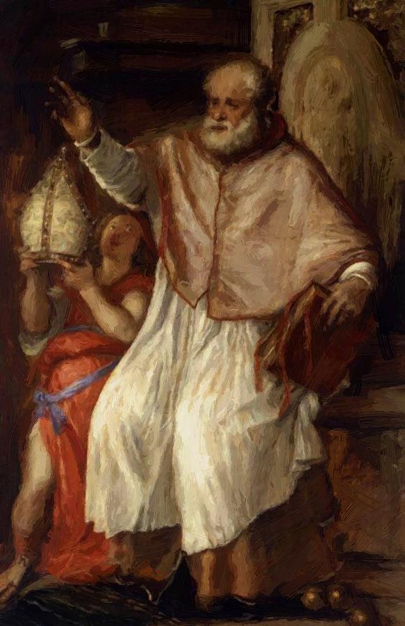 583x900 St Nicholas 1563 Painting By Titian - Saint Nicholas Painting